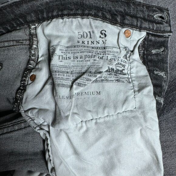 Vintage Levi's 501 S Jeans 27x28 Dark Wash Skinny Black Womens Button Fly - Picture 6 of 16
